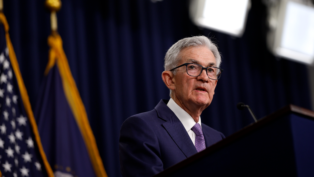 Federal Reserve Bank Chair Jerome Powell at a news conference