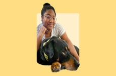 india davis and her dog design image