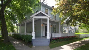 Old restored house on the corner