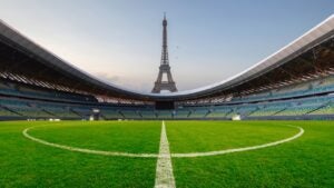 Soccer field and Eiffel tower