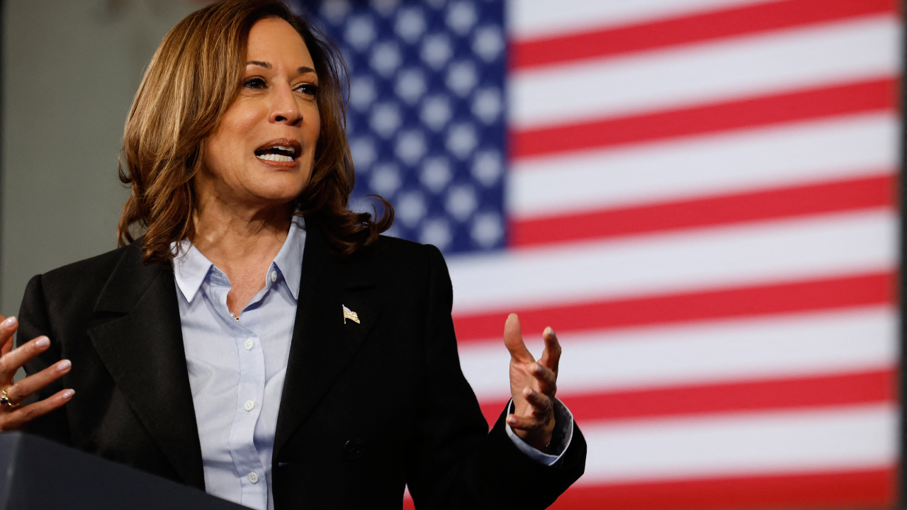 US Vice President and Democratic presidential candidate Kamala Harris speaks at a Labor Day event at Northwestern High School in Detroit, Michigan, September 2, 2024. (Photo by JEFF KOWALSKY / AFP) (Photo by JEFF KOWALSKY/AFP via Getty Images)