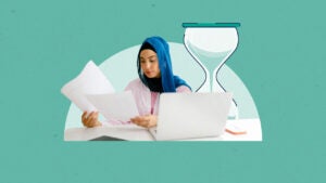 Woman reviewing documents