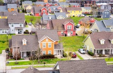 aerial view of colorful homes in the Nashville suburbs