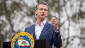 Governor Gavin Newsom speaking at a press conference