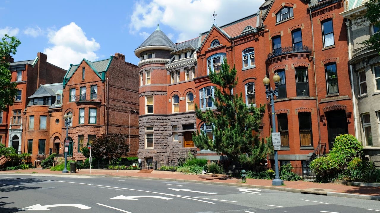 Redbrick Rowhouses in Washington DC