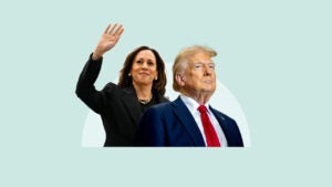 Images of Vice President Kamala Harris and presidential candidate Donald Trump