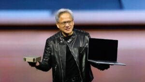 Nvidia CEO Jensen Huang delivers the keynote address during the Nvidia GTC 2025 at SAP Center on March 18, 2025 in San Jose, California.