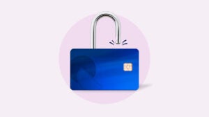 Design element of a credit card with a pad lock