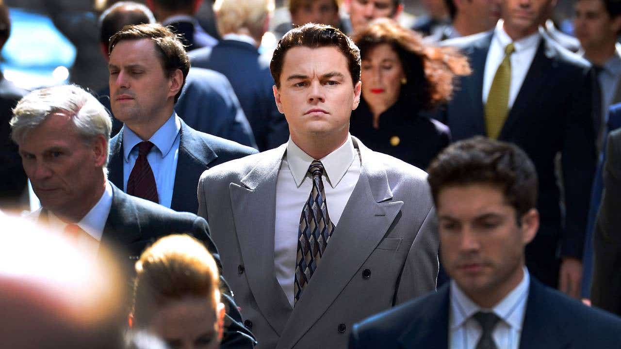 Leonardo DiCaprio filming on location for "The Wolf Of Wall Street."