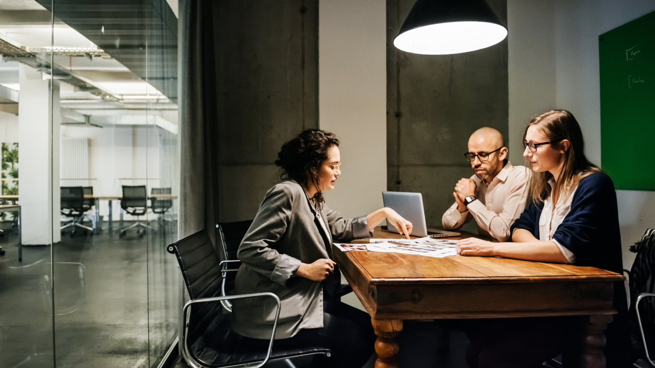 Business meeting in modern conference room - stock photo