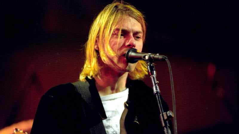 Kurt Cobain of Nirvana during MTV Live and Loud: Nirvana Performs Live in December 1993.