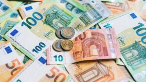 Euro banknotes and coins