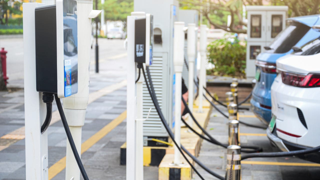 cars charging at charging station