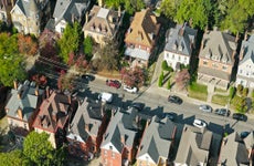 aerial photo of victorian homes in pittsburgh, pennsylvania