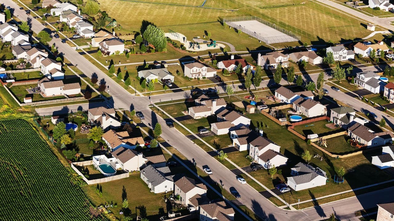 Aerial View of New Houses in Northern Illinois.