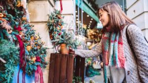 a woman holiday shopping at a small business