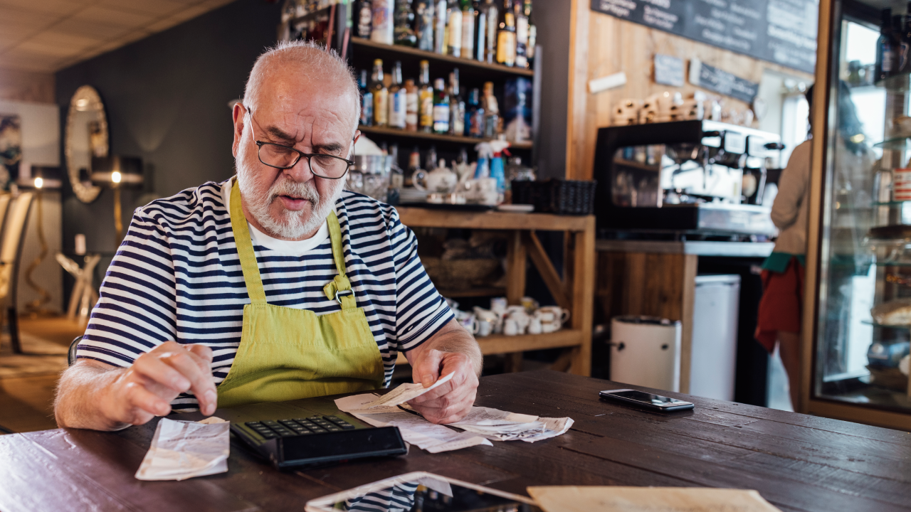 A small business owner working on their taxes.