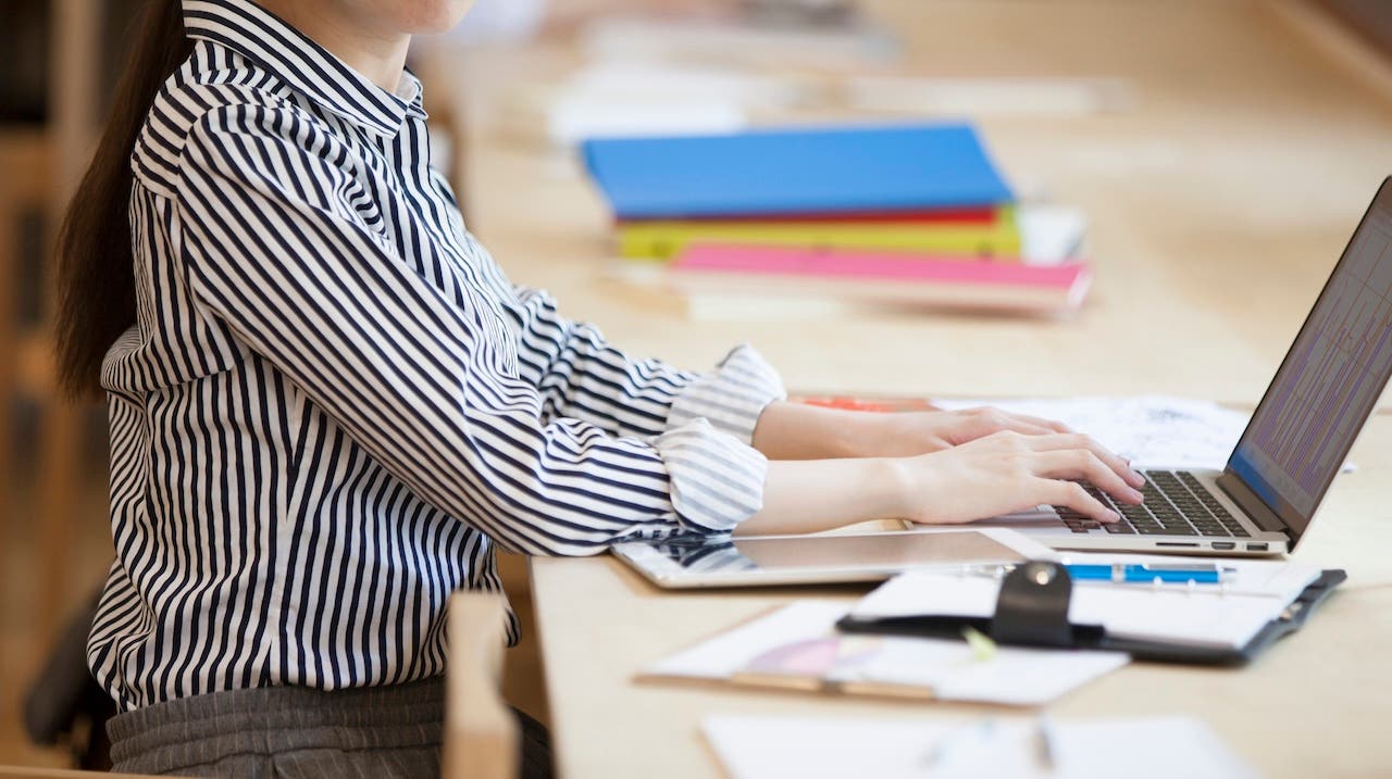 Woman working on a computer