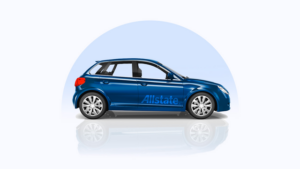 Blue Allstate car on modern background