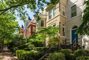 historic homes on a tree-lined street in Georgetown, Washington DC