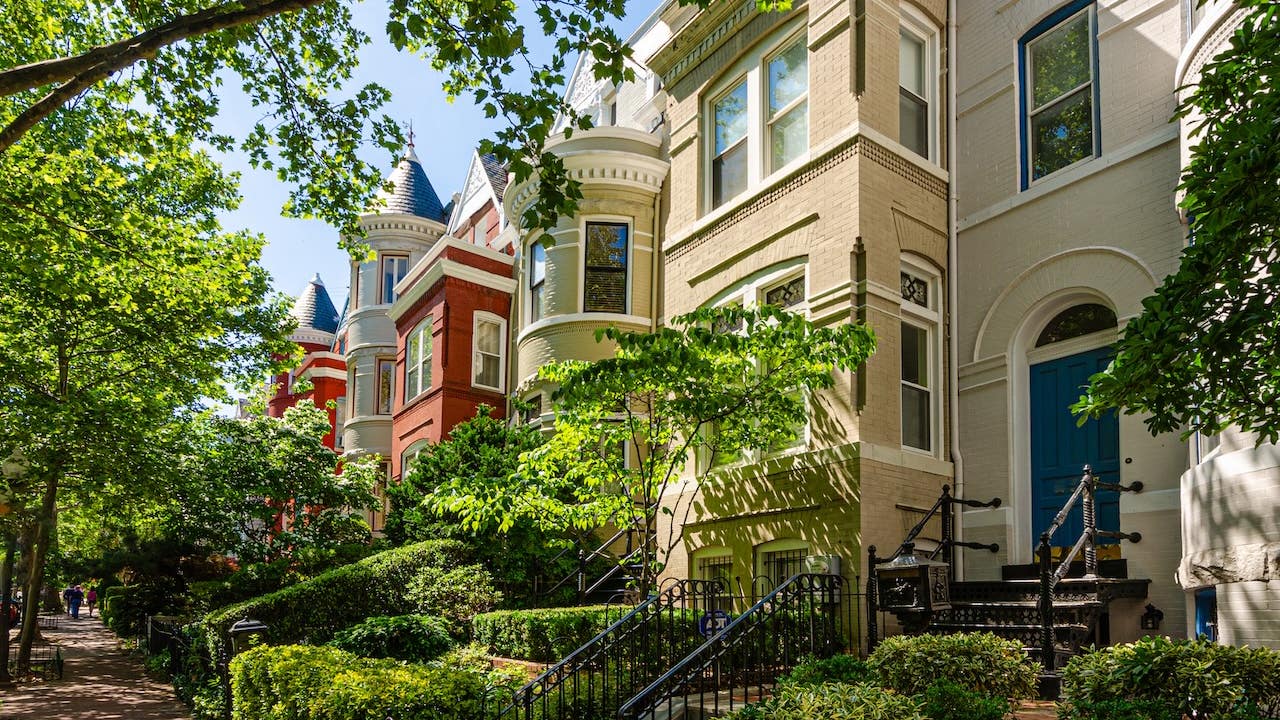 historic homes on a tree-lined street in Georgetown, Washington DC