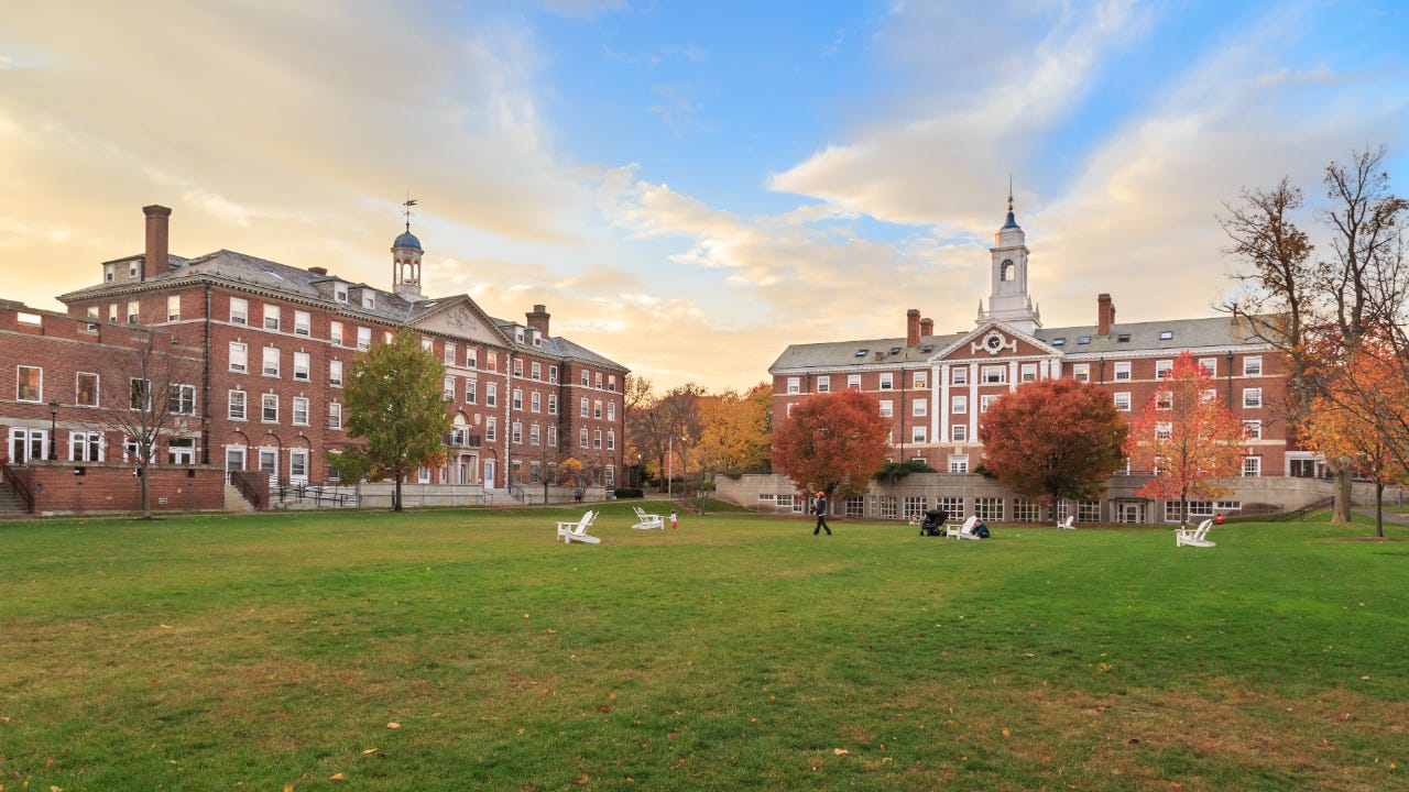 College campus with stately red-brick buildings