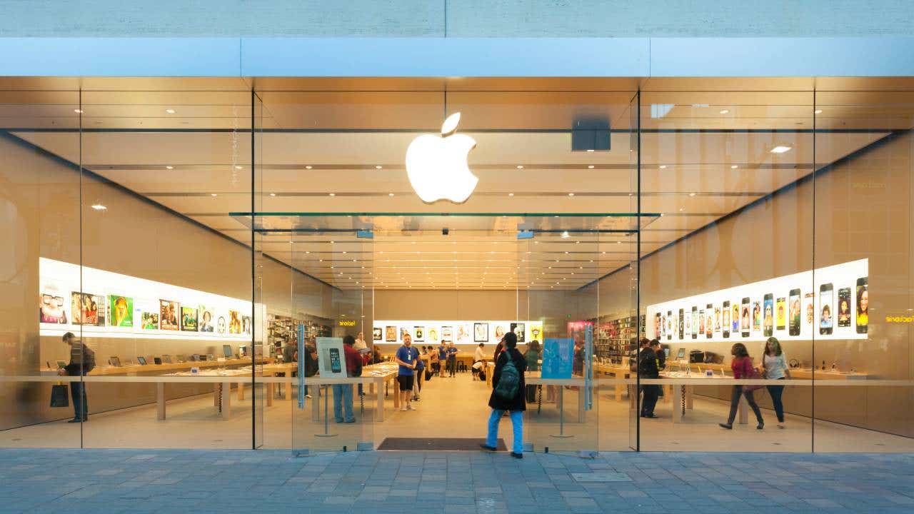 Exterior of an Apple Store.