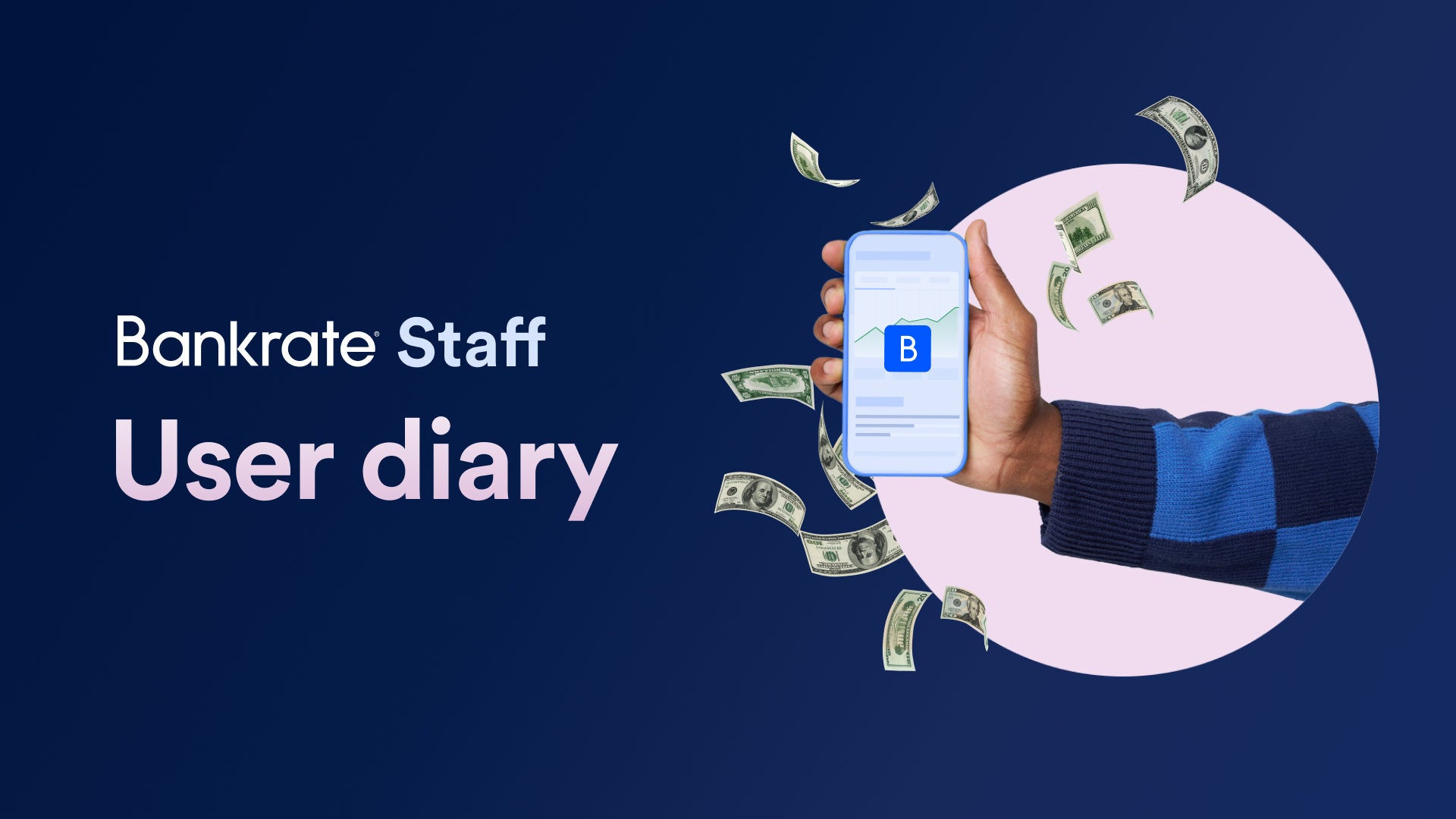 Thumbnail title card, "Bankrate staff User diary"